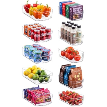 Set of 10 Stackable Refrigerator Organizer Bins