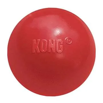 KONG Ball with Hole - Dog Fetch Toy - Durable Dog Ball Toy for Training, Interactive Playtime & More - Natural KONG Classic Rubber Ball for Dogs - Red, For Large/Medium Dogs