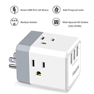 3-Outlet USB Charger & Extender - Home & Office