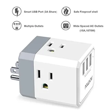 3-Outlet USB Charger & Extender - Home & Office