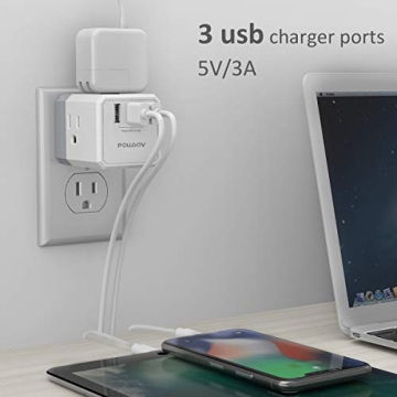 3-Outlet USB Charger & Extender - Home & Office
