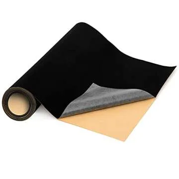 Mesheshe Self Adhesive Felt Fabric, Soft Velvet Drawer Liner, DIY Velvet Fabric for Art & Crafts, Jewelry Box Felt Liner, Solid Color Felt Wallpaper (17" x 130", Black)