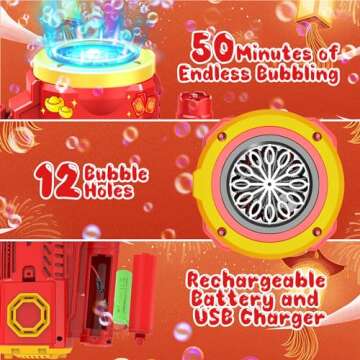 Skirfy Bubble Machine with Lights for Magical Parties