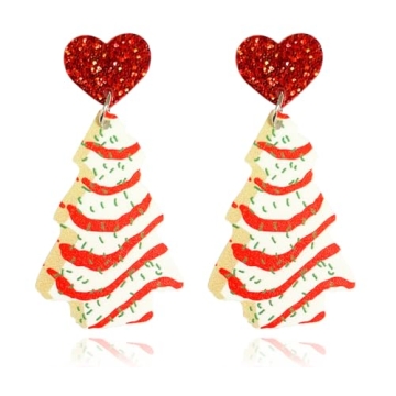 Christmas Earrings for Women,ChristmasTree Cake Earrings Acrylic ChristmasTree Tree Drop Dangle Earr...