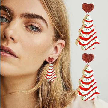 Christmas Tree Cake Earrings for Festive Holiday Cheer