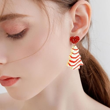 Christmas Tree Cake Earrings for Festive Holiday Cheer