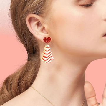 Christmas Tree Cake Earrings for Festive Holiday Cheer