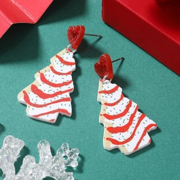 Christmas Tree Cake Earrings for Festive Holiday Cheer