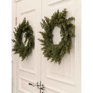 MISSPIN 22 Inch Winter Cedar Wreaths for Front Door, Large Cedar Pine Christmas Wreath, Artificial Green Cedar Pine Wreath for Front Door Window Walls Christmas Decor Indoor Outdoor Home Decoration