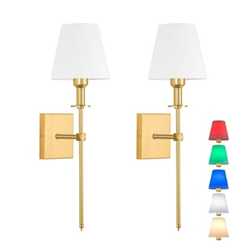 Battery Operated Wall Sconces Set of 2 - Gold