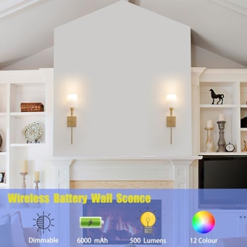 Battery Operated Wall Sconces Set of 2 - Gold