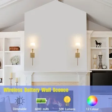 Battery Operated Wall Sconces Set of 2 - Gold