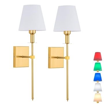 Battery Operated Wall Sconces Set of 2 - Gold