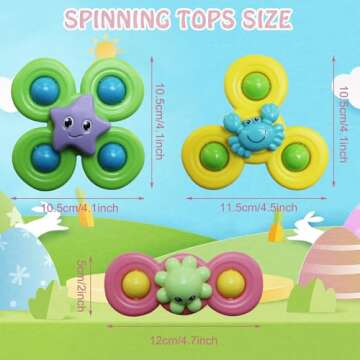3PCS Suction Cup Spinner Toys for 3 Year Old Baby Boy, Bath Toys for Toddlers