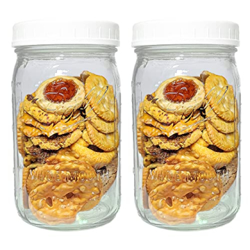 Wide Mouth Mason Jars 32 oz - 2 Pack - Durable Food Storage