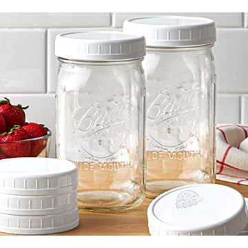 Wide Mouth Mason Jars 32 oz - 2 Pack - Durable Food Storage