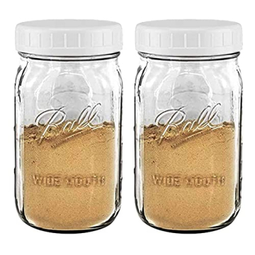 Wide Mouth Mason Jars 32 oz - 2 Pack - Durable Food Storage
