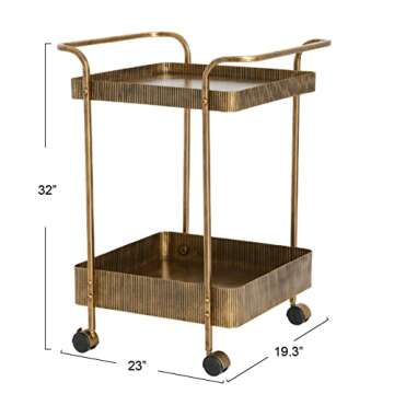 Creative Co-Op Aged Brass 2-Tier Storage Cart