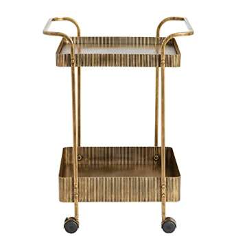 Creative Co-Op Aged Brass 2-Tier Storage Cart