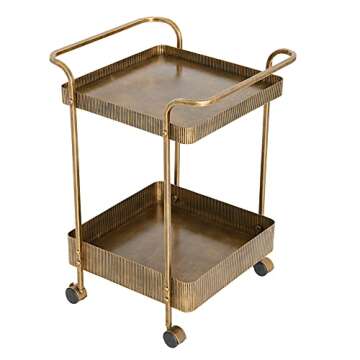 Creative Co-Op Aged Brass 2-Tier Storage Cart