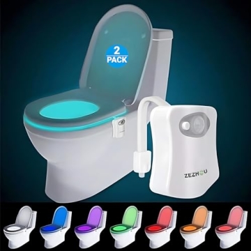 Original Toilet Night Light 2 Pack, ZEZHOU Motion Sensor Activated LED Lamp, Fun 8 Colors Changing B...