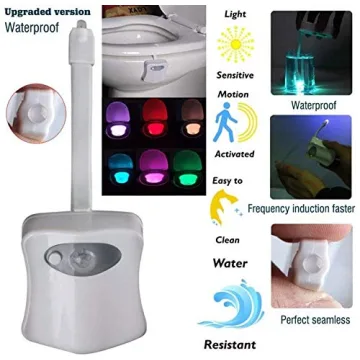 Original Toilet Night Light 2 Pack, ZEZHOU Motion Sensor Activated LED Lamp, Fun 8 Colors Changing Bathroom Nightlight Add on Toilet Bowl Seat, Perfect Decorating Gadget for Dad Adults Kids Toddler