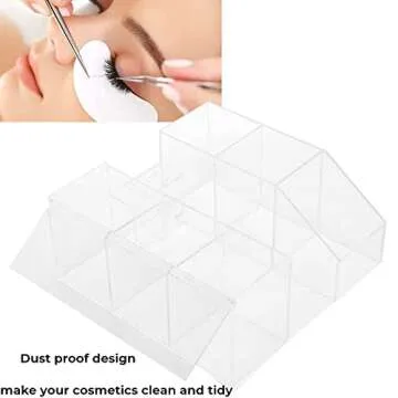 LIXIMMAZN Acrylic Large Capacity Makeup Organizer, Grafting Beauty Extension Supplies Lash Storage Display, Eyelash Storage Case Brush Tweezers Cosmetic Holder (Transparent)