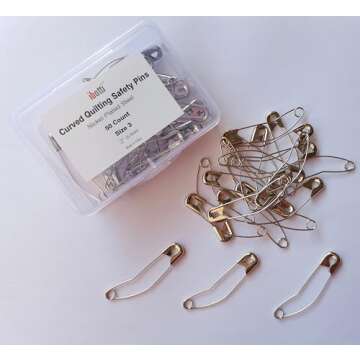 ibotti Curved Safety Pins - 50 Count Size 3 for Quilting