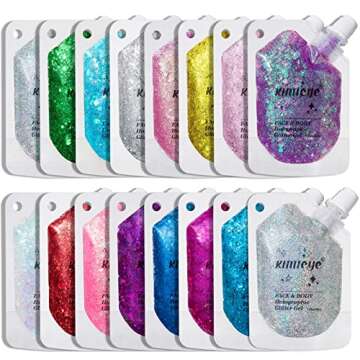Holographic Face Glitter Gel Body Shimmer Makeup for for Hair, Face, Clavicle, Arm, Nail, Eyeshadow,...