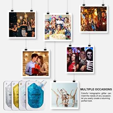 Holographic Face Glitter Gel Body Shimmer Makeup for for Hair, Face, Clavicle, Arm, Nail, Eyeshadow, Long Lasting Waterproof Mermaid Sequins Party Glitter for Rave Festival, 1.35oz (Illusion Purple#3)