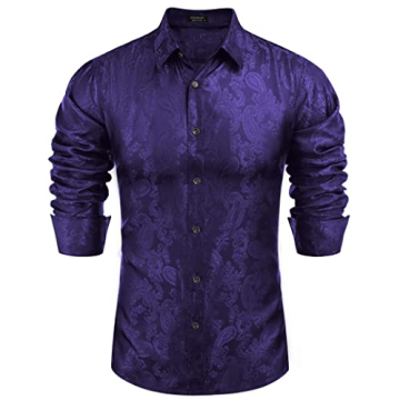COOFANDY Silk Floral Dress Shirt for Men