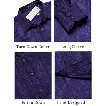 COOFANDY Silk Floral Dress Shirt for Men