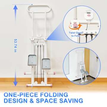 HXD-ERGO Stair Stepper for Home Gym,Folding Vertical Climber Cardio Exercise Machine,Stair Climber for Full Body Workout with Adjustable Handlebar for Women & Men(White)