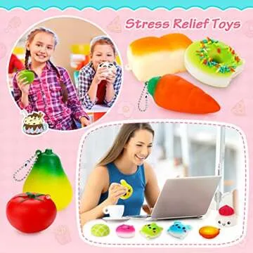 BUDI 30Pcs Kawaii Squishies Stress Relief Fidget Toys