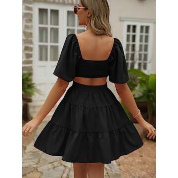 LILLUSORY Womens Summer Dresses 2024 Black Flowy Casual Little Cut Out Brunch Trendy A Line Cocktail Party Dress