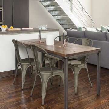 Yaheetech Iron Metal Dining Chairs - Stackable, Set of 4, Indoor-Outdoor