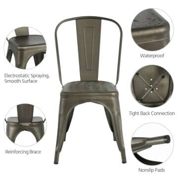 Stackable Iron Metal Dining Chairs for Stylish Spaces