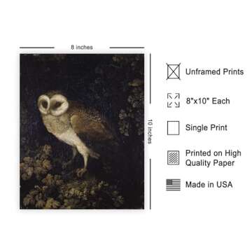Poster Master Vintage Owl Poster - Retro Owl Painting Print - Moody Art - Bird Art - Great Gift for ...