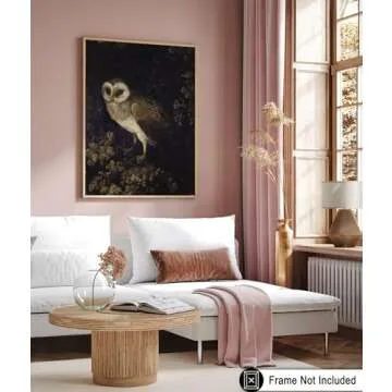Poster Master Vintage Owl Poster - Retro Owl Painting Print - Moody Art - Bird Art - Great Gift for Men, Women, Animal Lover - Perfect Decor for Bedroom, Office, Living Room - 8x10 UNFRAMED Wall Art