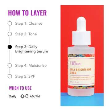 Good Molecules Daily Brightening Serum - Hydrating Facial Serum with Beta Arbutin and Hyaluronic Acid to Moisturize - Anti-Aging Skincare for Face