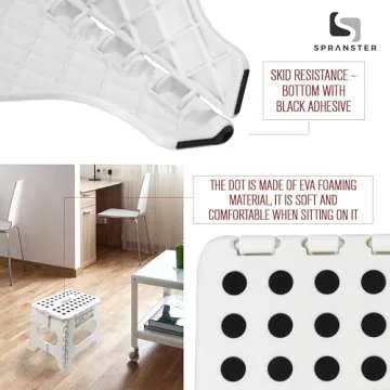 Spranster Super Strong Folding Step Stool - 11" - Sturdy Enough to Hold 300 Lb - Lightweight Foldable Step Stool for Adults and Kids - Opens with one Flip - Great for Kitchen, Bathroom and Bedroom