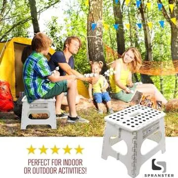Spranster Super Strong Folding Step Stool - 11" - Sturdy Enough to Hold 300 Lb - Lightweight Foldable Step Stool for Adults and Kids - Opens with one Flip - Great for Kitchen, Bathroom and Bedroom