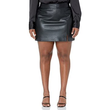 The Drop Women's Aiden Vegan Leather Mini Skirt, Black, XL