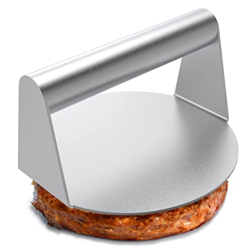 JENNY FRIDA Stainless Steel Burger Press - 5.5 Inch Non-Stick Smasher for Perfectly Flat Burgers