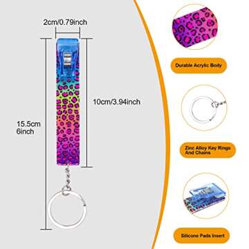 XIANGXING 【Newest Upgraded】 2PCS Credit Card Puller, Cute Debit Bank Card Grabber for Long Nails ATM Keychain Women with Plastic Clip (Leopard + Leopard)