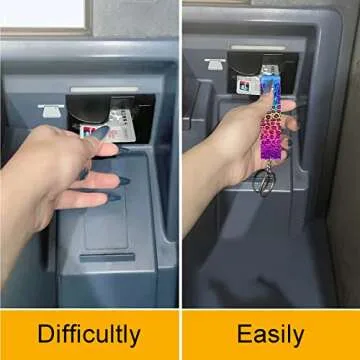 XIANGXING 【Newest Upgraded】 2PCS Credit Card Puller, Cute Debit Bank Card Grabber for Long Nails ATM Keychain Women with Plastic Clip (Leopard + Leopard)