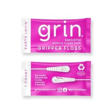 GRIN Gripper Floss - Eco-Friendly Mint Dental Floss, 60 Count