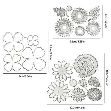 3D Flower Metal Cutting Dies, SENHAI 2 Set Sunflowers Cut Stencils & 1 Set Petal Die Cuts for DIY Scrapbook Photo Album Decorative, Valentine's Day Party Wedding Women's Day