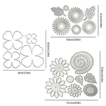 3D Flower Metal Cutting Dies, SENHAI 2 Set Sunflowers Cut Stencils & 1 Set Petal Die Cuts for DIY Scrapbook Photo Album Decorative, Valentine's Day Party Wedding Women's Day