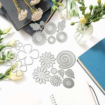 3D Flower Metal Cutting Dies, SENHAI 2 Set Sunflowers Cut Stencils & 1 Set Petal Die Cuts for DIY Scrapbook Photo Album Decorative, Valentine's Day Party Wedding Women's Day